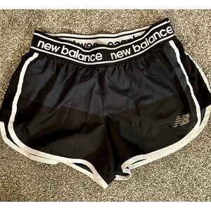 Women's New Balance Shorts Sz XS‎ Black Logo Waistband Running Athletic Gym